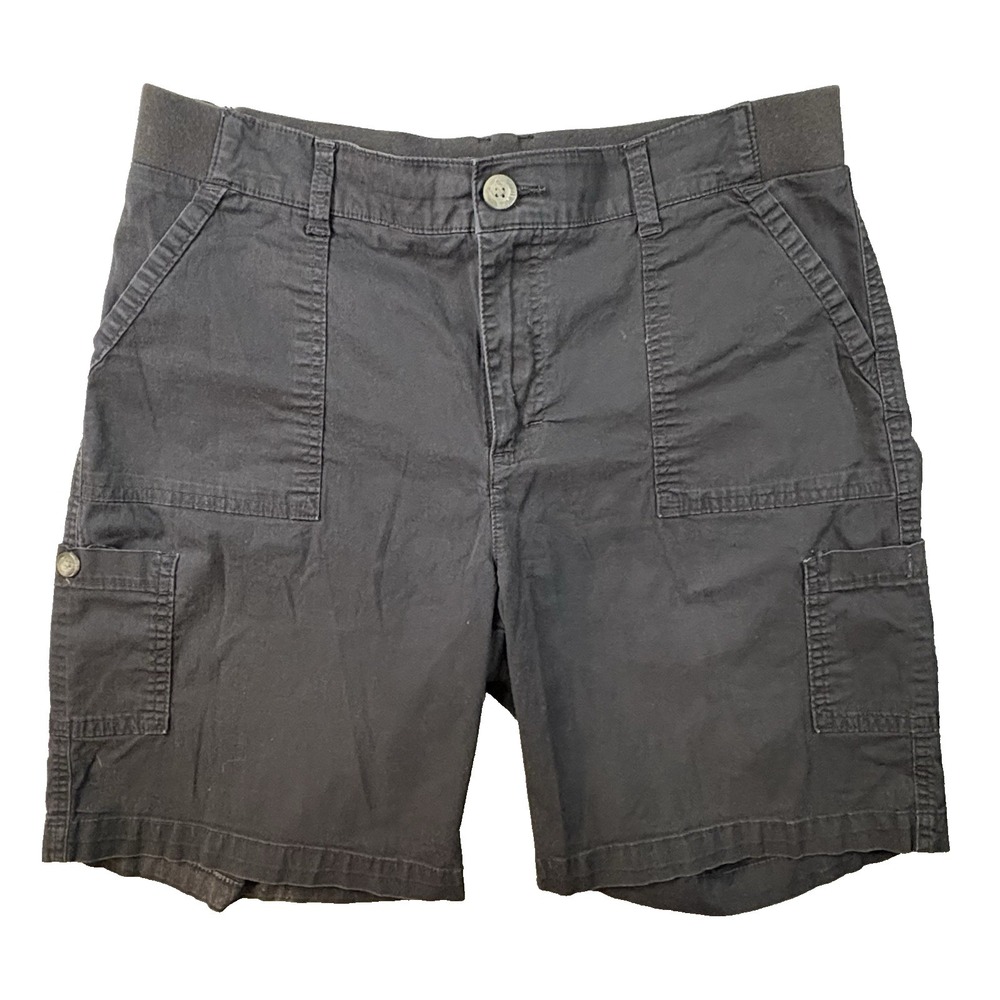 Lee Women's Size 12 Medium‎ (34) Black Cargo Utility Shorts Relaxed Fit Mid Rise